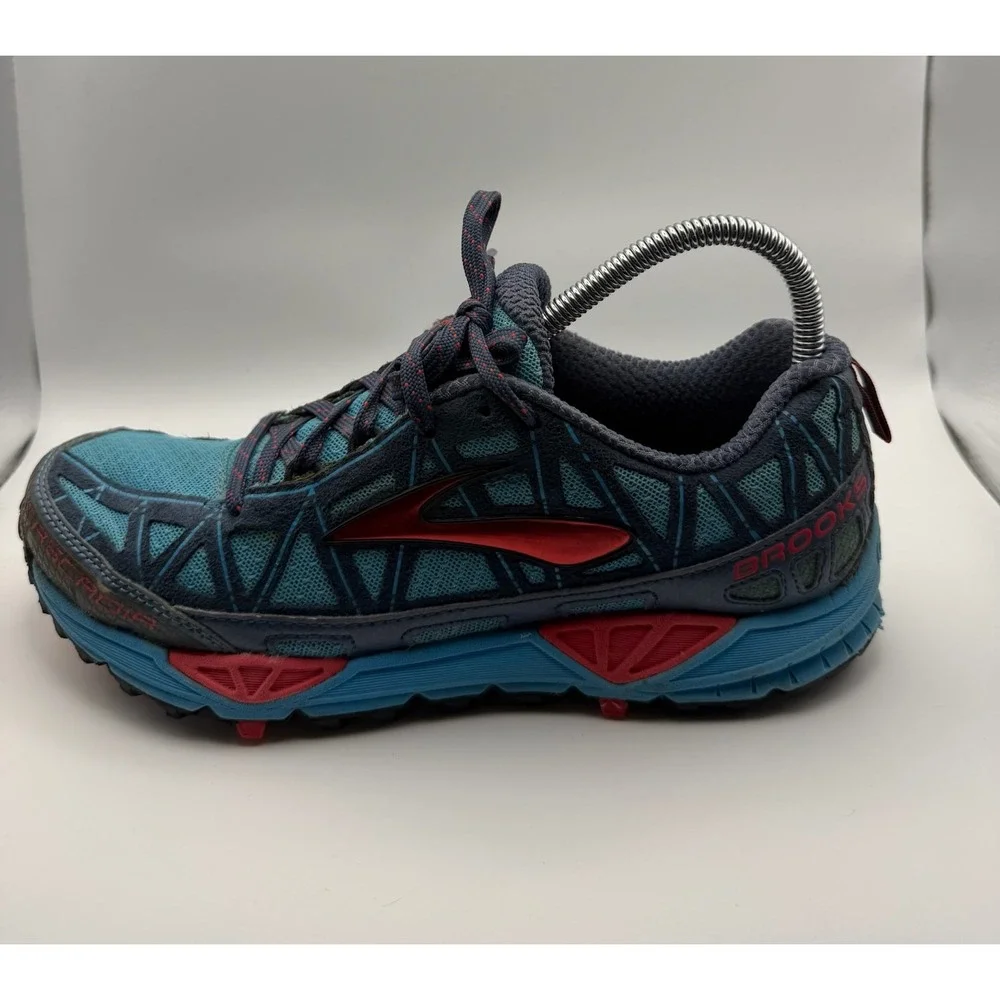 Brooks Cascadia 9 Trail Running Shoes Womens 8 Blue Red Good 1201271B405